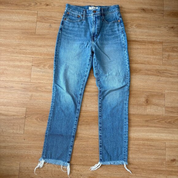 Madewell High Rise The Perfect Vintage Denim Jeans Ankle Fray Blue Size 26 - Picture 1 of 11
